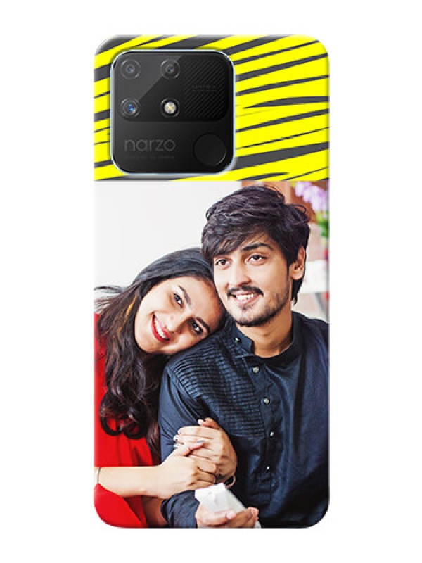 Custom Realme Narzo 50A Personalised mobile covers: Yellow Abstract Design