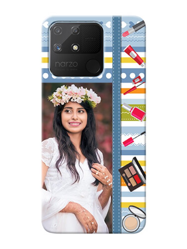 Custom Realme Narzo 50A Personalized Mobile Cases: Makeup Icons Design