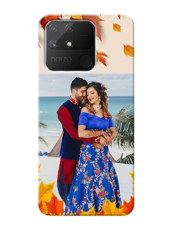 Custom Realme Narzo 50A Mobile Phone Cases: Autumn Maple Leaves Design