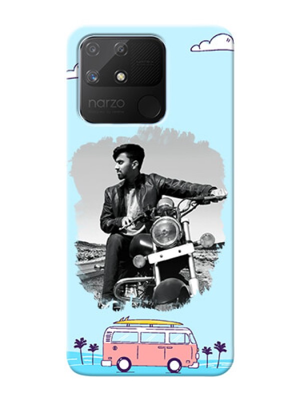 Custom Realme Narzo 50A Mobile Covers Online: Travel & Adventure Design
