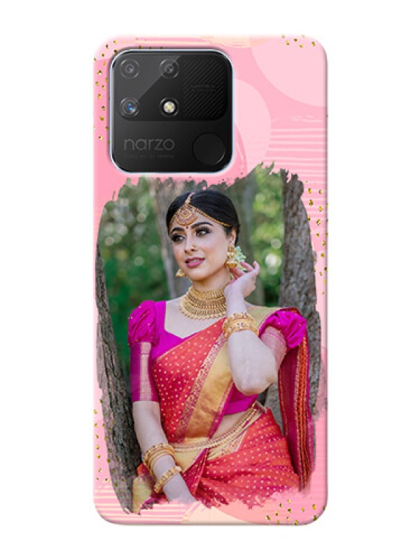 Custom Realme Narzo 50A Phone Covers for Girls: Gold Glitter Splash Design