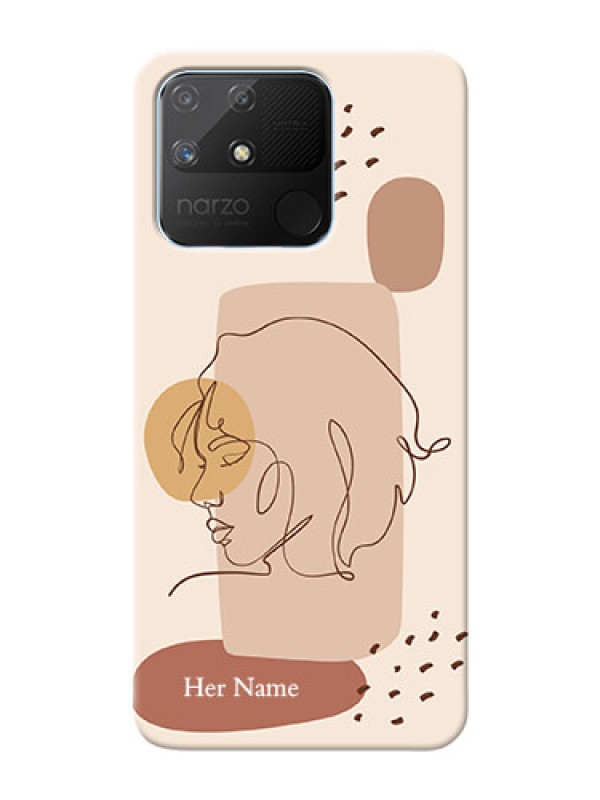Custom Realme Narzo 50A Custom Phone Covers: Calm Woman line art Design