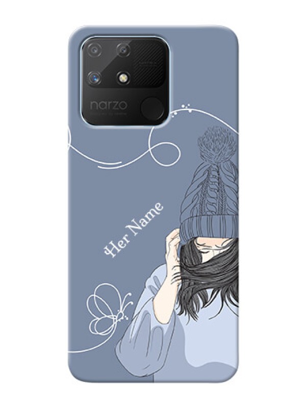 Custom Realme Narzo 50A Custom Mobile Case with Girl in winter outfit Design