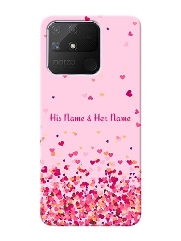 Custom Realme Narzo 50A Phone Back Covers: Floating Hearts Design