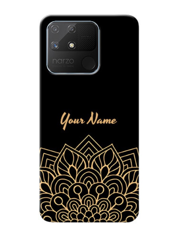 Custom Realme Narzo 50A Back Covers: Golden mandala Design