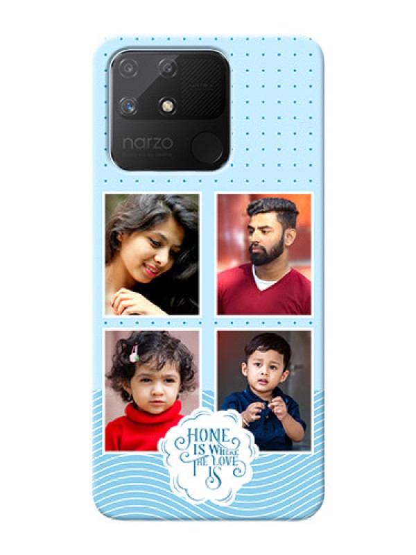 Custom Realme Narzo 50A Custom Phone Covers: Cute love quote with 4 pic upload Design