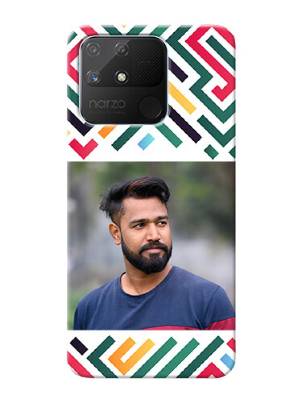 Custom Realme Narzo 50A Custom Mobile Case with Colorful Maze Pattern Design