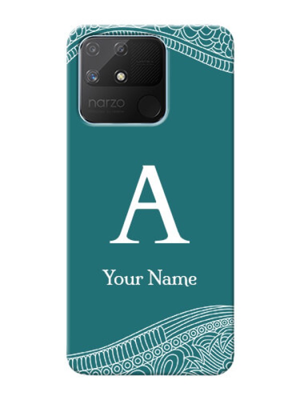 Custom Realme Narzo 50A Mobile Back Covers: line art pattern with custom name Design