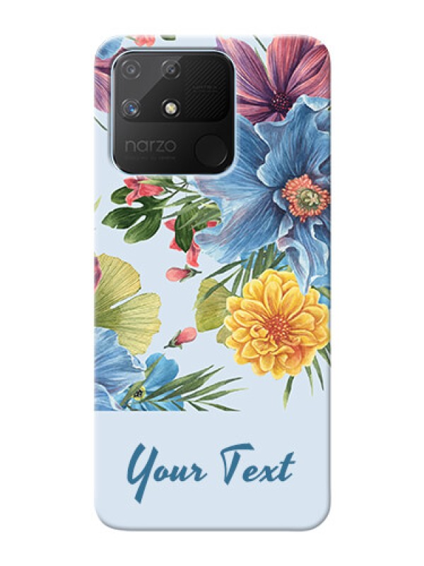 Custom Realme Narzo 50A Custom Phone Cases: Stunning Watercolored Flowers Painting Design