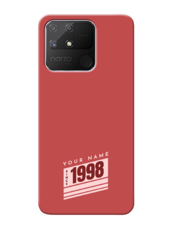 Custom Realme Narzo 50A Phone Back Covers: Red custom year of birth Design