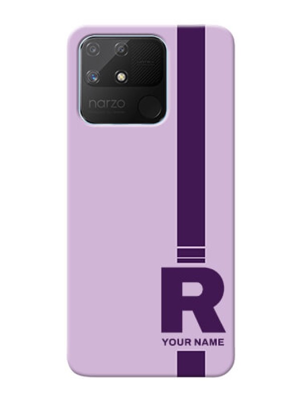 Custom Realme Narzo 50A Custom Phone Covers: Simple dual tone stripe with name Design