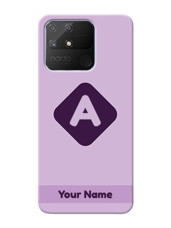 Custom Realme Narzo 50A Custom Mobile Case with Custom Letter in curved badge Design