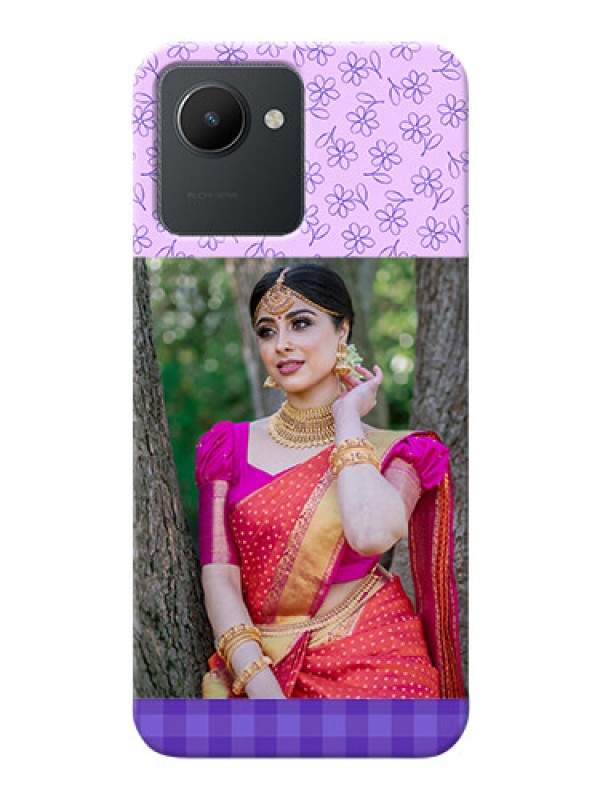 Custom Realme Narzo 50i Prime Mobile Cases: Purple Floral Design