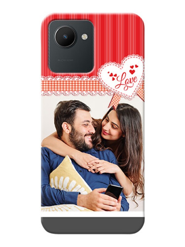 Custom Realme Narzo 50i Prime phone cases online: Red Love Pattern Design
