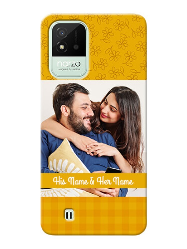 Custom Realme Narzo 50i mobile phone covers: Yellow Floral Design