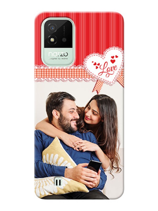 Custom Realme Narzo 50i phone cases online: Red Love Pattern Design