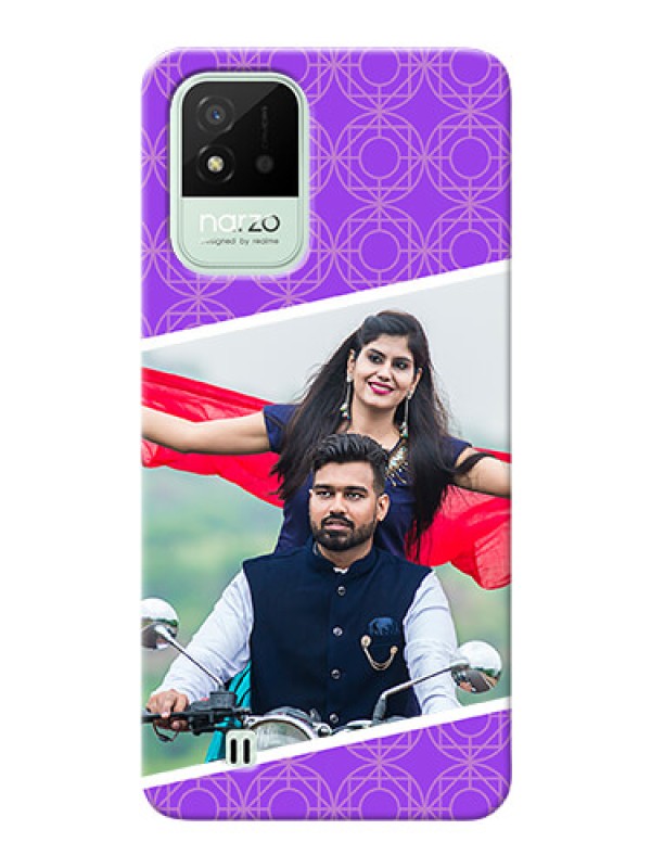 Custom Realme Narzo 50i mobile back covers online: violet Pattern Design