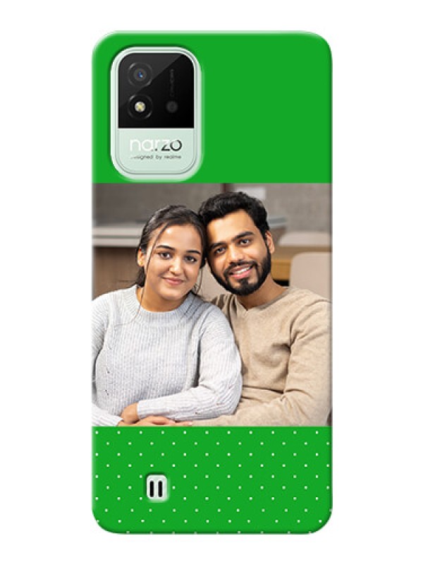 Custom Realme Narzo 50i Personalised mobile covers: Green Pattern Design