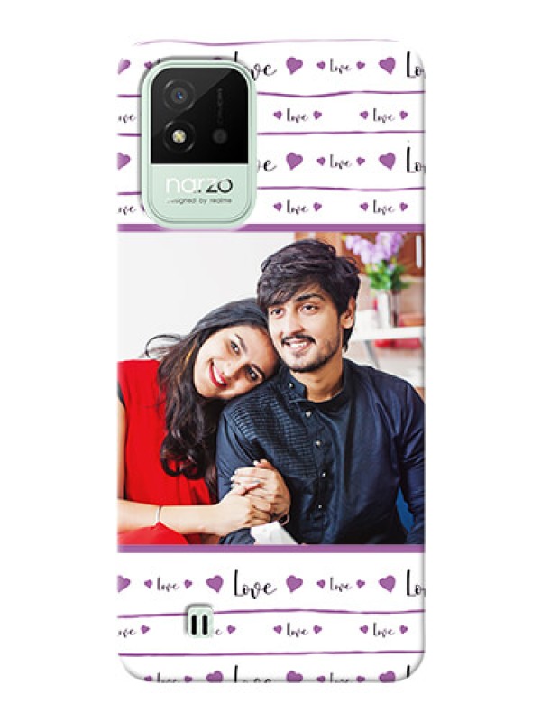 Custom Realme Narzo 50i Mobile Back Covers: Couples Heart Design