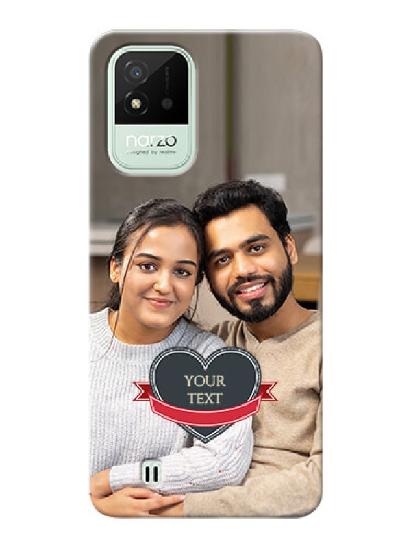 Custom Realme Narzo 50i mobile back covers online: Just Married Couple Design