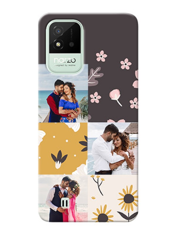 Custom Realme Narzo 50i phone cases online: 3 Images with Floral Design