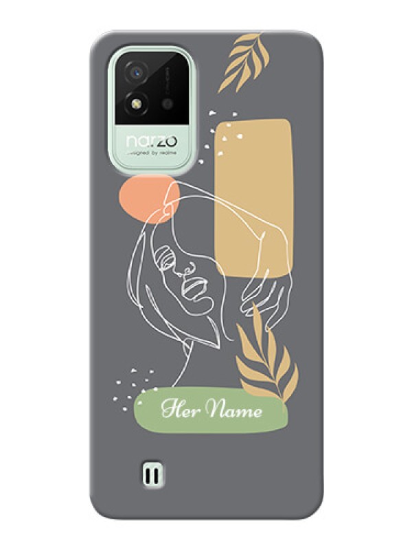 Custom Realme Narzo 50I Phone Back Covers: Gazing Woman line art Design
