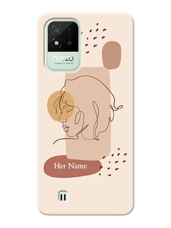 Custom Realme Narzo 50I Custom Phone Covers: Calm Woman line art Design