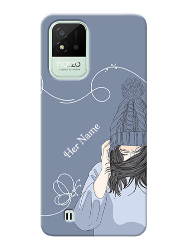 Custom Realme Narzo 50I Custom Mobile Case with Girl in winter outfit Design
