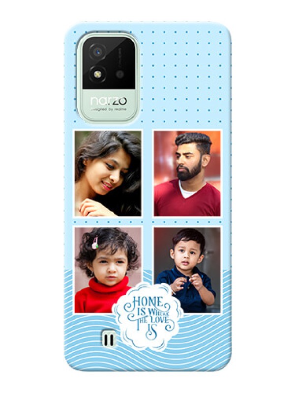 Custom Realme Narzo 50I Custom Phone Covers: Cute love quote with 4 pic upload Design