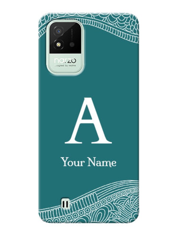 Custom Realme Narzo 50I Mobile Back Covers: line art pattern with custom name Design