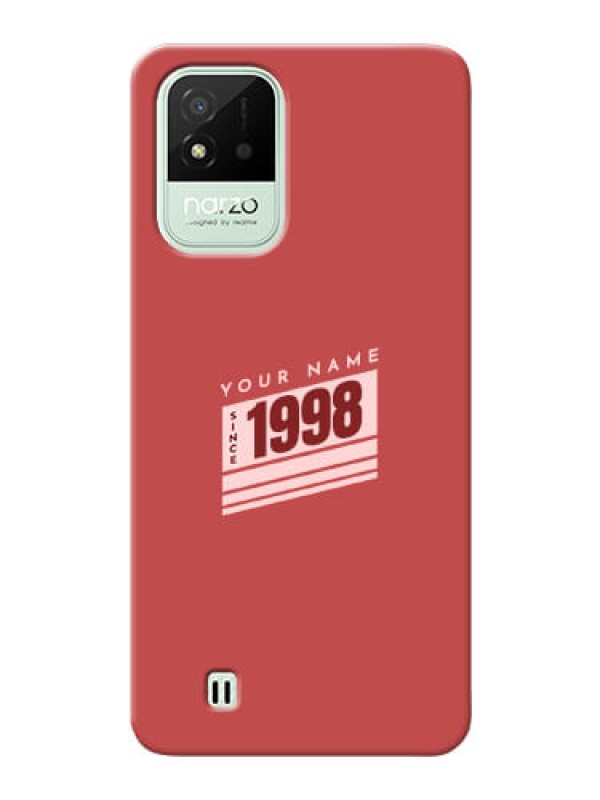 Custom Realme Narzo 50I Phone Back Covers: Red custom year of birth Design