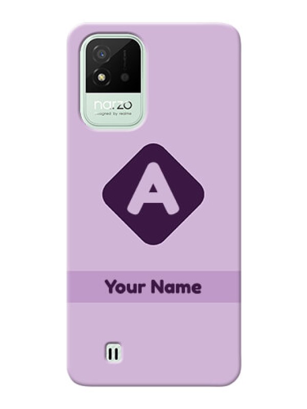 Custom Realme Narzo 50I Custom Mobile Case with Custom Letter in curved badge Design