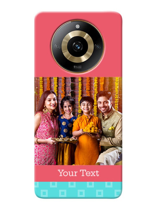 Custom Realme Narzo 60 5G Mobile Back Covers: Peach & Blue Color Design