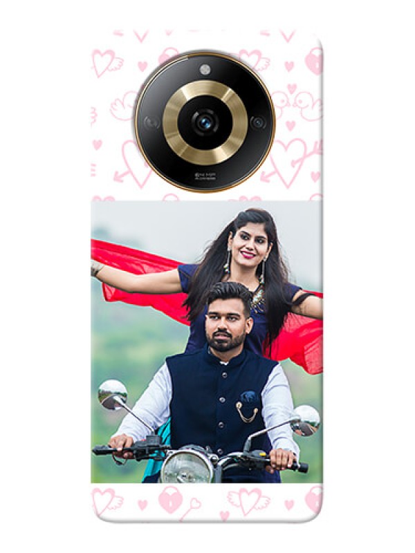 Custom Realme Narzo 60 5G personalized phone covers: Pink Flying Heart Design