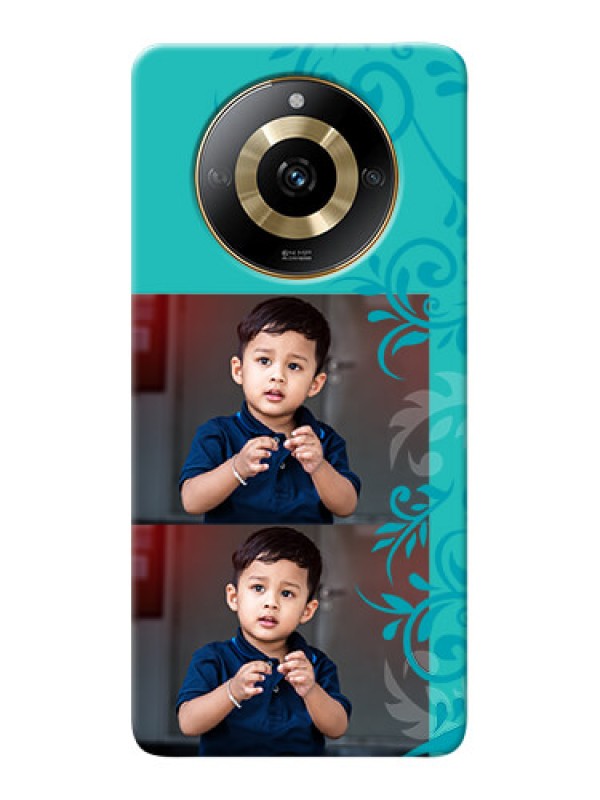 Custom Realme Narzo 60 5G Mobile Cases with Photo and Green Floral Design