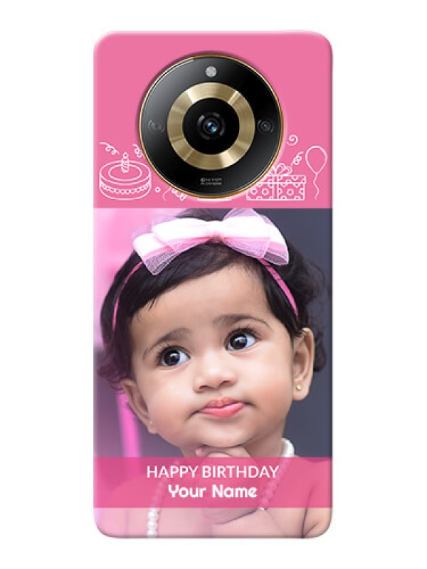 Custom Realme Narzo 60 5G Custom Mobile Cover with Birthday Line Art Design