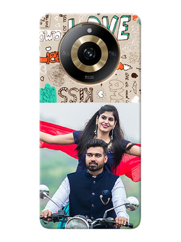 Custom Realme Narzo 60 5G Personalised mobile covers: Love Doodle Pattern