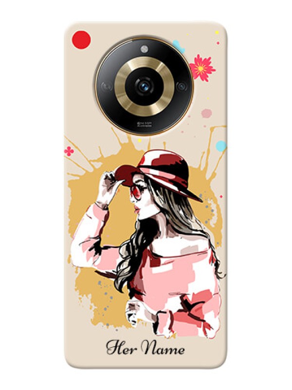 Custom Realme Narzo 60 5G Photo Printing on Case with Women with pink hat Design