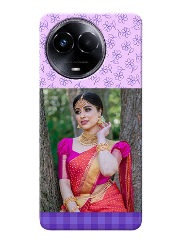 Custom Realme Narzo 60x 5G Mobile Cases: Purple Floral Design