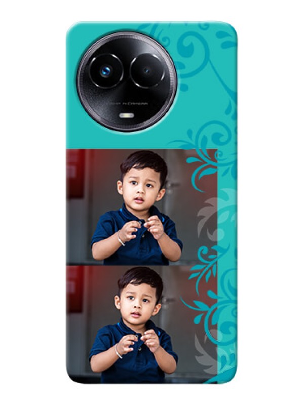 Custom Realme Narzo 60x 5G Mobile Cases with Photo and Green Floral Design