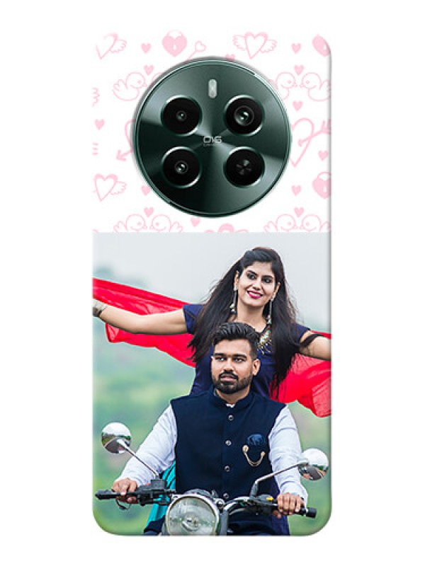 Custom Narzo 70 Pro 5G personalized phone covers: Pink Flying Heart Design