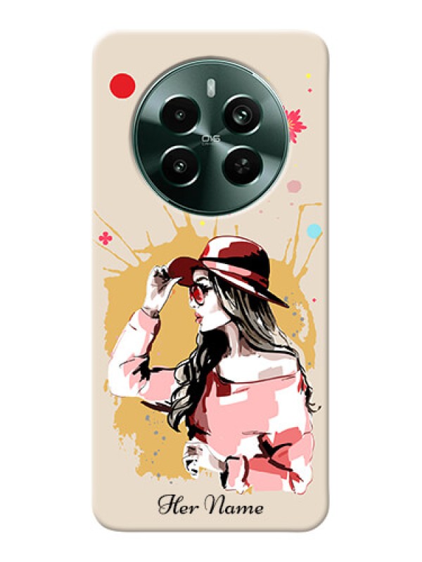 Custom Narzo 70 Pro 5G Photo Printing on Case with Women with pink hat Design