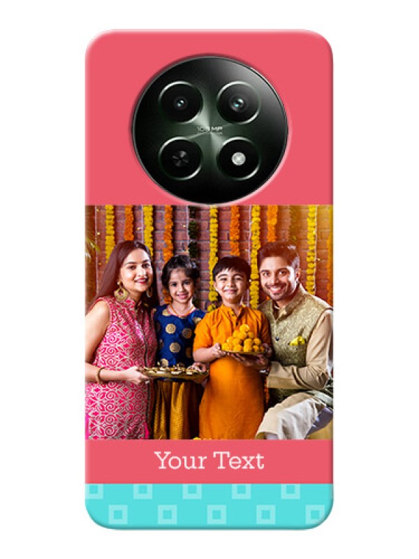 Custom Realme Narzo 70X 5G Mobile Back Covers: Peach & Blue Color Design