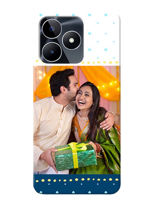 Custom Narzo N53 Phone Covers: White and Blue Abstract Design