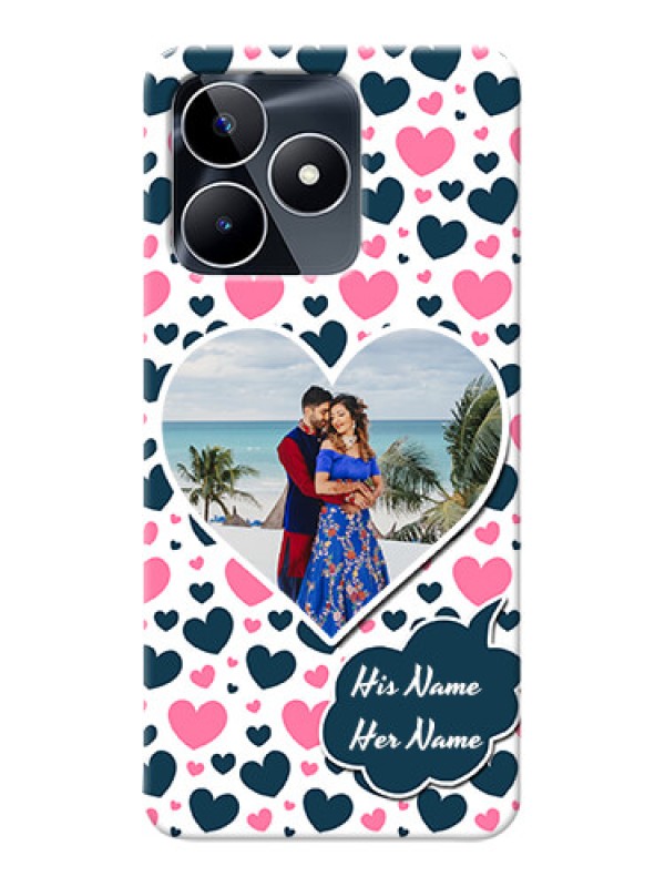 Custom Narzo N53 Mobile Covers Online: Pink & Blue Heart Design