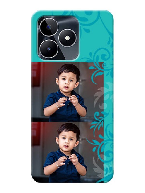 Custom Narzo N53 Mobile Cases with Photo and Green Floral Design