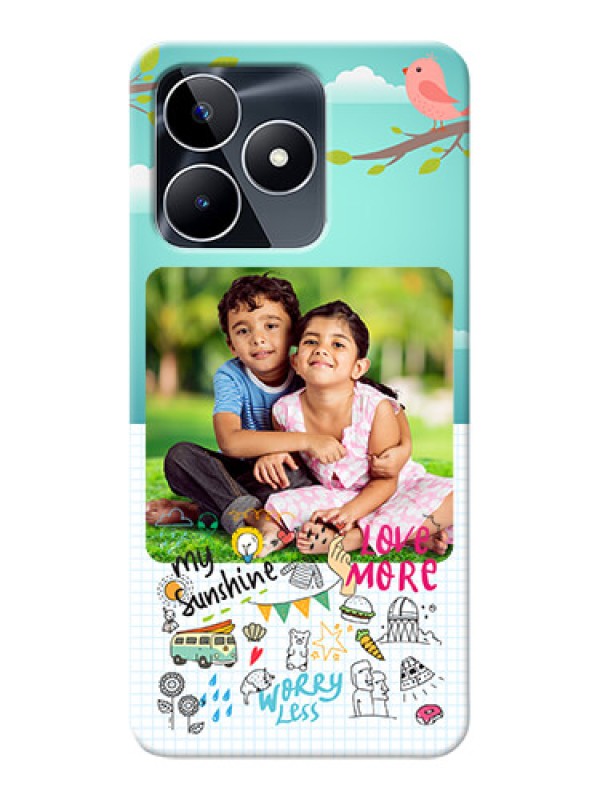 Custom Narzo N53 phone cases online: Doodle love Design