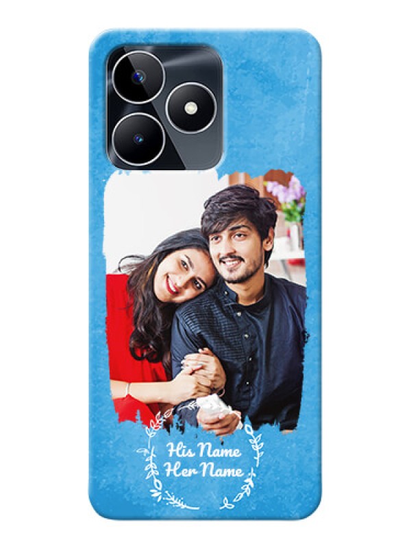 Custom Narzo N53 custom mobile cases: Blue Color Vintage Design