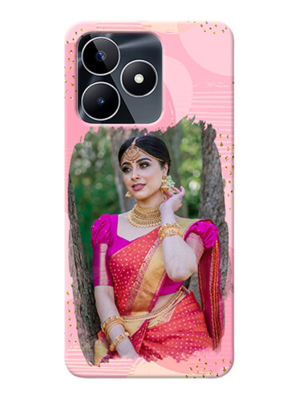 Custom Narzo N53 Phone Covers for Girls: Gold Glitter Splash Design