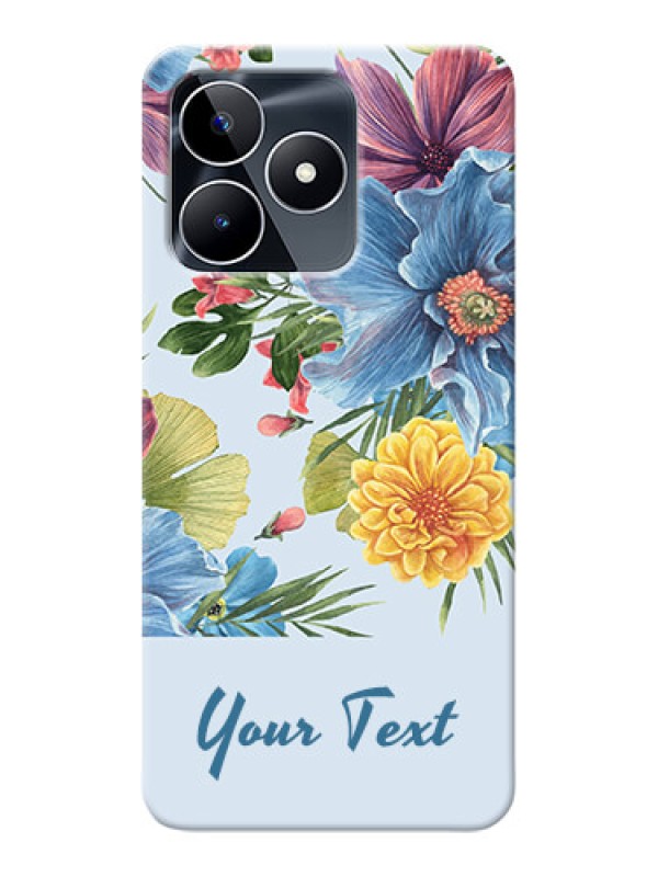 Custom Narzo N53 Custom Mobile Case with Stunning Watercolored Flowers Painting Design